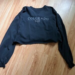 Cropped CU Colorado Black Crewneck